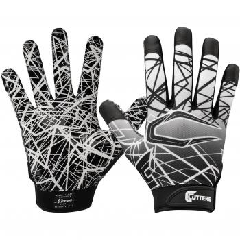 Guantes de Fútbol Americano Cutters S150 Negro para Receptor Talla XL con Agarre de Silicona