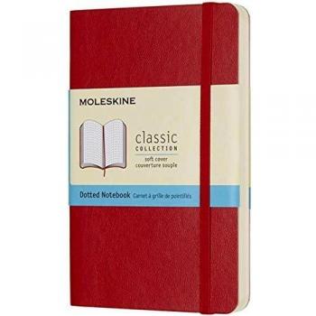 Cuaderno Moleskine Clásico de Puntos Rojo Escarlata, Tamaño Pocket, Tapa Blanda, 192 Páginas