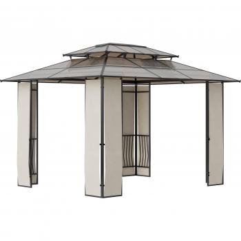 Outsunny Cenador de Jardín 3,6x3 m Marrón