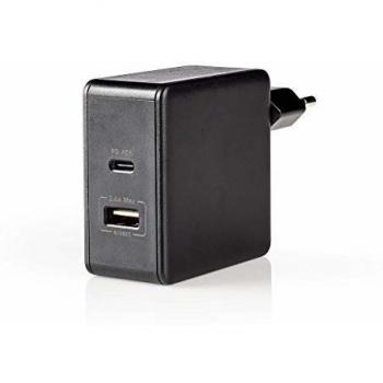 Cargador Rápido USB-A / USB-C 45W con Power Delivery y Selección Automática de Voltaje - 2 Salidas (1x 2.4A / 1x 3.0A)