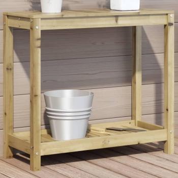 Mesa de Plantación con Estante de Madera de Pino Impregnada 82,5x35x75cm Color Marrón