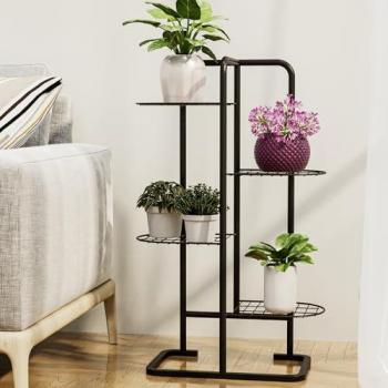 Soporte para Plantas Pedersöre 4 Niveles Metal Negro 83x52x25 cm - Estantería Versátil y Multiusos