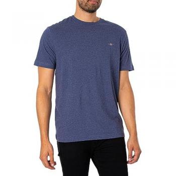 Camiseta Gant Regular Fit Azul Melange con Logo Shield para Hombre - Talla XXXL