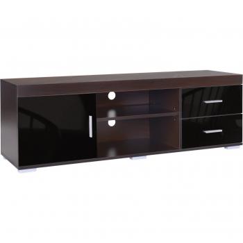 HOMCOM Mueble para TV Mesa para TV de Salón con Armario Cajones Estantes Abiertos Ajustable de 3 Niveles Soporte de Televisor Diseño Clásico Carga 80 kg