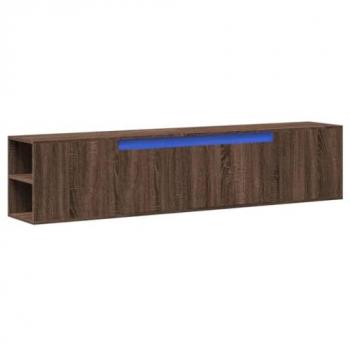 Mueble de TV de pared con luz LED marrón roble 180x31x39,5 cm