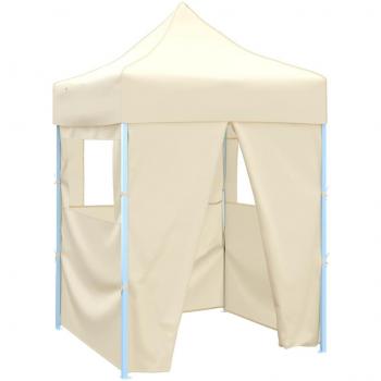 Carpa Plegable Profesional 4 Paredes Acero Sombrilla Color Antracita, Azul, Crema 2x2m