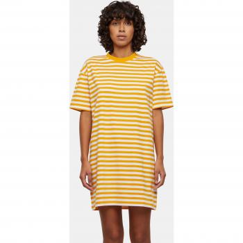 Urban Classics Ladies Oversized Striped Tee Dress - Yellow/White - XS to 3XL