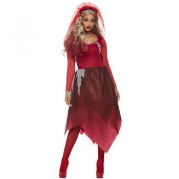 Smiffy's Disfraz de Novia Zombie Roja para mujer