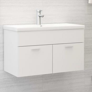 Mueble de baño con fregadero blanco integrado en aglomerado, madera de ingeniería blanca