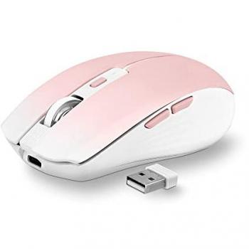 Ratón inalámbrico T'NB con diseño colorido de moda, modo dual Bluetooth y USB-A, recargable de alta autonomía, precisión 1600 DPI, 6 botones - rosa