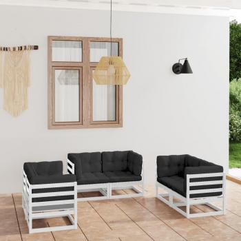 6-Piece Solid Pine Wood Garden Lounge Set with Cushions
