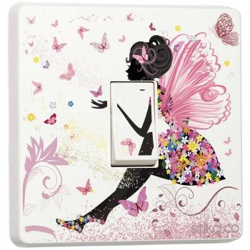 Stika.co – Sticker en vinyle pour interrupteur - Motif papillon/fée/princesse