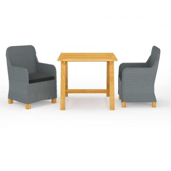 Conjunto de muebles de comedor de jardín 3 piezas gris claro