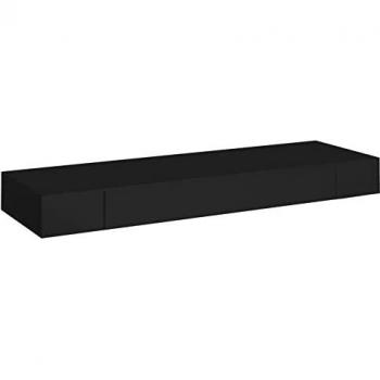 Estante flotante de pared con cajón negro 80x25x8 cm