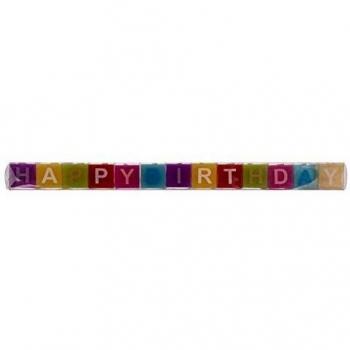Out of the Blue 181003 - velas de colores bloquean con la Escritura, feliz cumpleaños, de aproximadamente 3 x 3 cm, 13er en caja de PVC