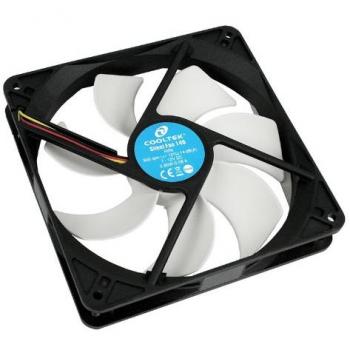Cooltek 200400210 Ventilador silencioso 140, 140 mm x 140 mm x 25 mm, cojinete de Rifle, 14 dBA, 900 U/min, 108 m³/h, Conector molex de 3 Pines