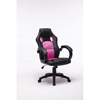 Silla Gaming Valencia Rosa - Tapizado en Piel Sintética, Reclinable y Varios Colores