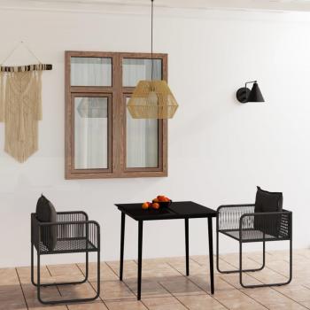 3-Piece Black Garden Dining Set