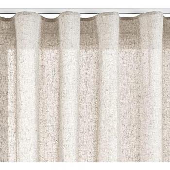 Cortina Translúcida Efecto Lino XXL con Ojales o Cinta Beige 200 x 300 cm - 100% Poliéster, Ligera y Moderna
