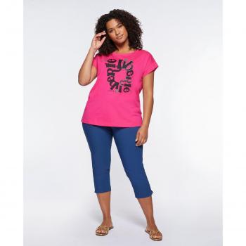 Pantalón Capri de mujer Fiorella Rubino de textil elástico con cremallera y botón
