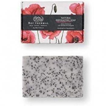 Boí Thermal Natural Exfoliating Soap. Jabón Exfoliante Natural. Con Semillas De Amapola. Cosmética Natural Y Vegana. Apto Para Pieles Sensibles. Hipoalergénico. Pastilla 100 gr.