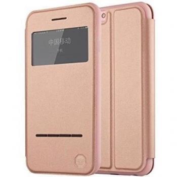 NOUSKE Funda Inteligente con Ventana y Barra de Botones iPhone 6 y 6S de 4.7 Pulgadas de Apple,Oro Rosa