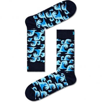 Calcetín para hombre Happy Socks Waves negro azul, talla 41-46, con dibujos