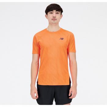Camiseta New Balance Q Speed Jacquard de hombre, manga corta, color naranja y negro, talla L