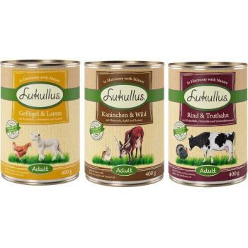 Lukullus 24 x 400 g Wet Dog Food Mixed Pack Adult (3 Varieties) - Value Pack