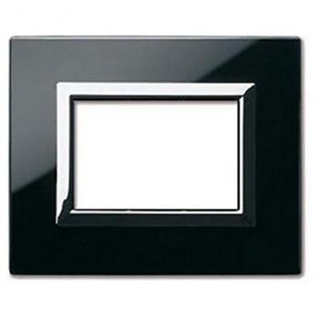 Placa Ave Vera Sistema 44 de vidrio negro absoluto de 3 módulos 44PV3NAL