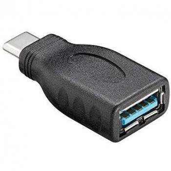 Adaptador USB 3.0 SuperSpeed Tipo C a Tipo A, Negro, para Conexión de Cables de Carga