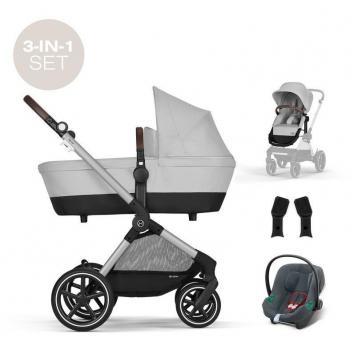 Cybex Eos Lux Travelsystem con Aton B2 en color Lava Grey - Carrito Trio para bebé