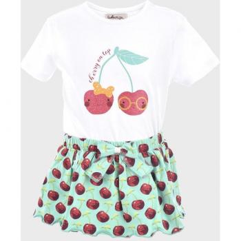 Conjunto de bebé niña multicolor de algodón con cerezas La Ormiga 1071240301