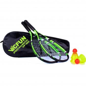 Vicfun Speed Badminton 100 Set, Unisex, Negro/Verde, Talla única