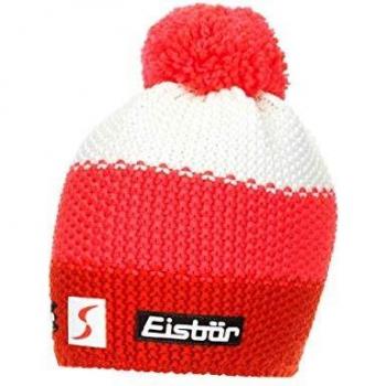 Eisbär Star Pompon MÜ SP Kids Fiery - Gorro Infantil, Color Rojo y Blanco
