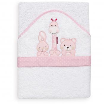 Interbaby 01063 - 12 - Toalla Mod Friends 2014, 1 x 1 m, blanco/rosa