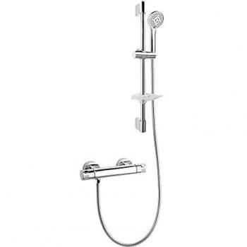Conjunto Grifo de Ducha Termostático Cromado con Sistema S2 de Ahorro de Agua y Accesorios Serie Termotech