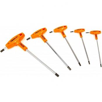Set de 5 llaves Allen hexagonales con mango en T Beta 96T/S5P, medidas de 2,5 a 6 mm