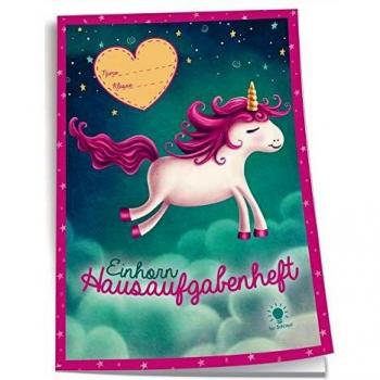 Color-Hausaufgabenheft für Schlaue Einhorn: A5, 96 Seiten, mit extra starkem Klarsichtumschlag