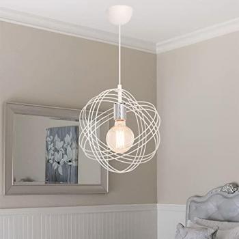 Lámpara colgante Hove E27 de metal blanco y plateado, 30 x 28 cm, estilo moderno