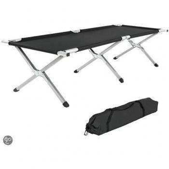 Cama portátil de aluminio XL para camping, plegable, con bolsa de transporte incluida, capacidad de carga 150 kg, dimensiones 190 x 70 x 45 cm - color negro