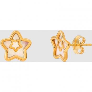 Pendientes de niña El Corte Inglés de oro con nácar y diseño elegante
