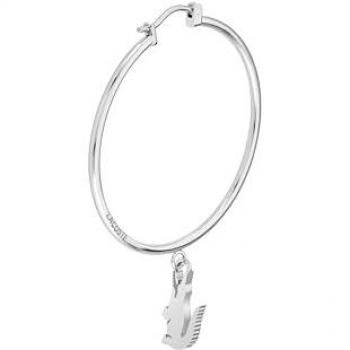 Pendientes de aro Lacoste Crocodile en acero inoxidable con charm cocodrilo