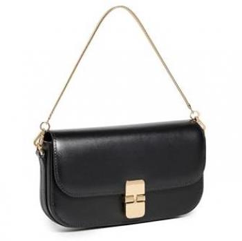 A.P.C. Grace Black Leather Handbag - Crossbody & Clutch Style, One Size