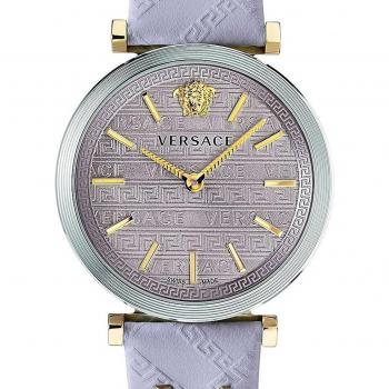 Versace Twist Women's Watch Pink Leather Silver Gold Steel Purple Size: ONE SIZE