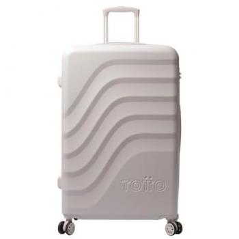 Maleta Rígida Expandible Grande Beige White Sand - Bazy+, 50 x 79 x 30.5 cm, Capacidad 100L, Resistencia a Impactos, Ruedas 360º, Manija Telesc