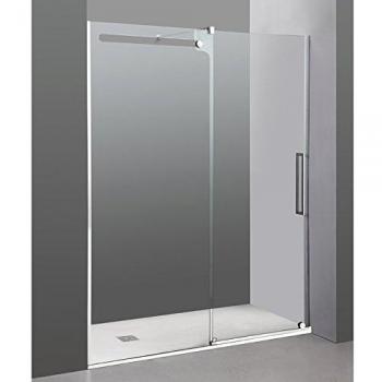 GME Mampara de Ducha Vetrum Frontal, 1 Hoja Fija + 1 Hoja Corredera, 147-152 cm Tamaño