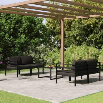 5-Piece Anthracite Aluminum Garden Lounge Set with Cushions