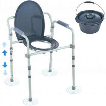 Vevor Adjustable Bedside Commode Chair with Wider Toilet Seat and Removable 5.8L Bucket