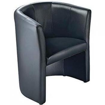 Sillón de Club Tapizado en Piel y Cuero Sintético - Modelo Kaiserkraft 980839, Color Negro